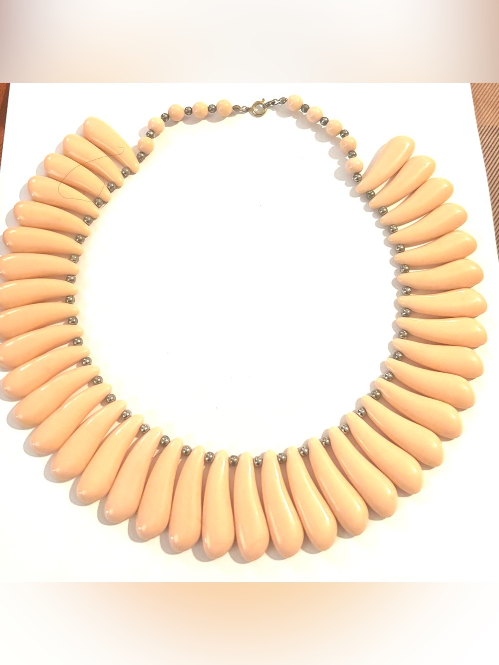 Vintage Peach plastic Statement Teardrop Necklace - Women Jewelry